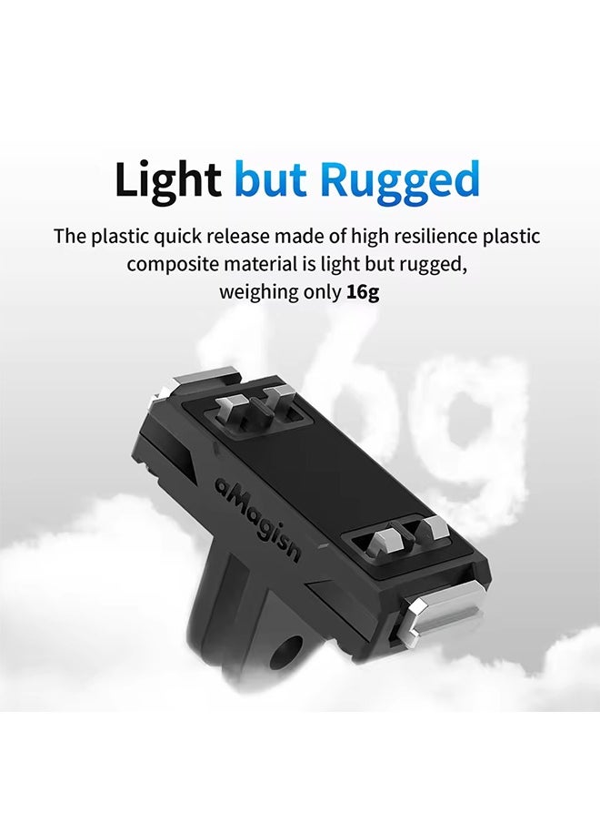 Magisn Quick Release Mount for Insta360 X5,Plastic Magnetic Base with 1/4 and 2-prong Adapter for Insta 360 X5 Accessories