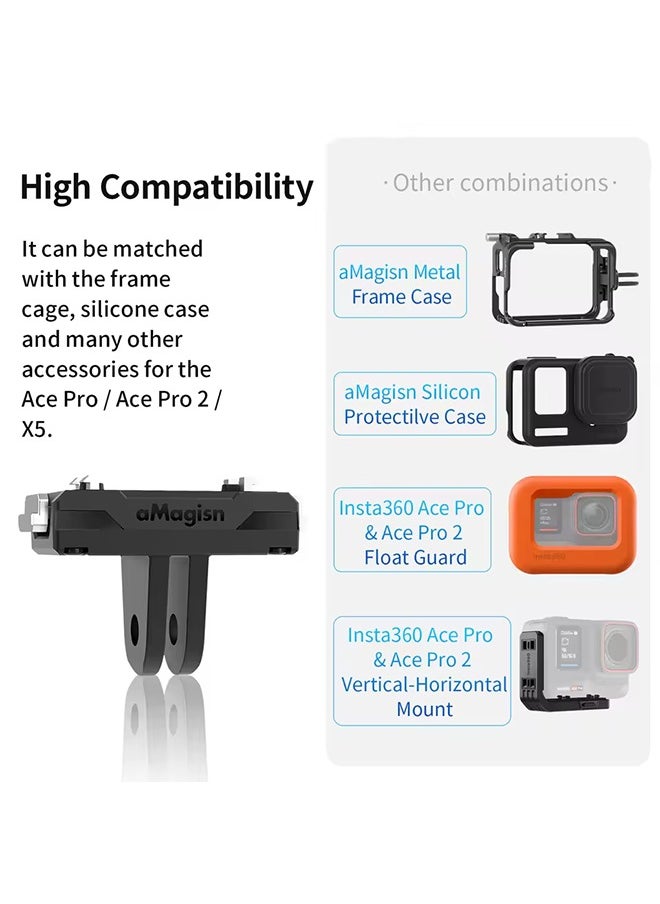 Magisn Quick Release Mount for Insta360 X5,Plastic Magnetic Base with 1/4 and 2-prong Adapter for Insta 360 X5 Accessories