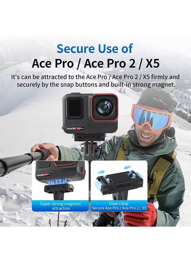 Magisn Quick Release Mount for Insta360 X5,Plastic Magnetic Base with 1/4 and 2-prong Adapter for Insta 360 X5 Accessories