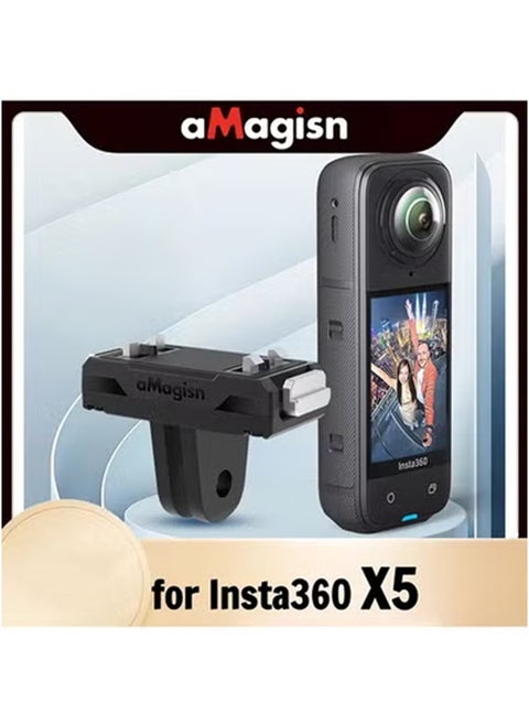 Magisn Quick Release Mount for Insta360 X5,Plastic Magnetic Base with 1/4 and 2-prong Adapter for Insta 360 X5 Accessories