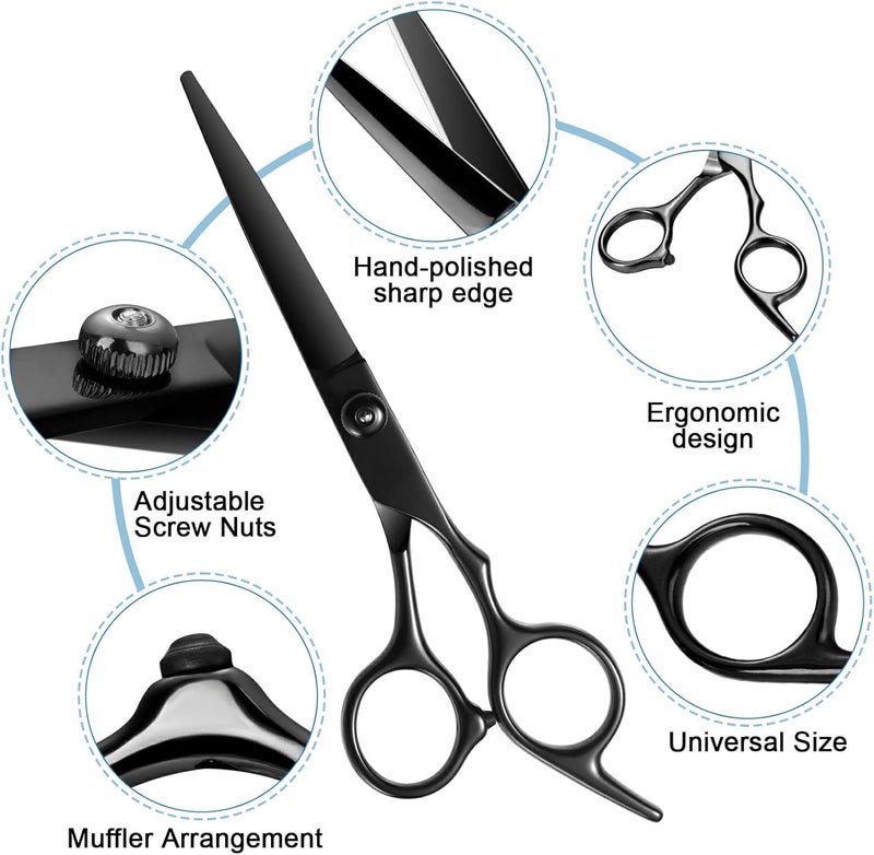 Fetinar 11Pcs Professional Hair Scissors Set,Stainless Steel Barber Supplies Including Straight Shears, Thinning Shears, and Hair Thinning Knife Multifunctional Salon Tools and Gifts for Friends and Family - Image 4