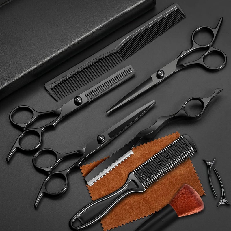 Fetinar 11Pcs Professional Hair Scissors Set,Stainless Steel Barber Supplies Including Straight Shears, Thinning Shears, and Hair Thinning Knife Multifunctional Salon Tools and Gifts for Friends and Family - Image 1