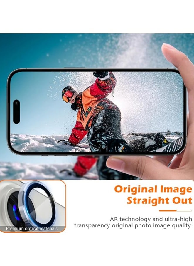 Generic Compatible for iPhone 16/iPhone 16 Plus Camera Lens Protector, One-Step Installation Tray Individual Metal Ring Tempered Glass Cover CD Pattern Case Friendly - Silver  - Image 5