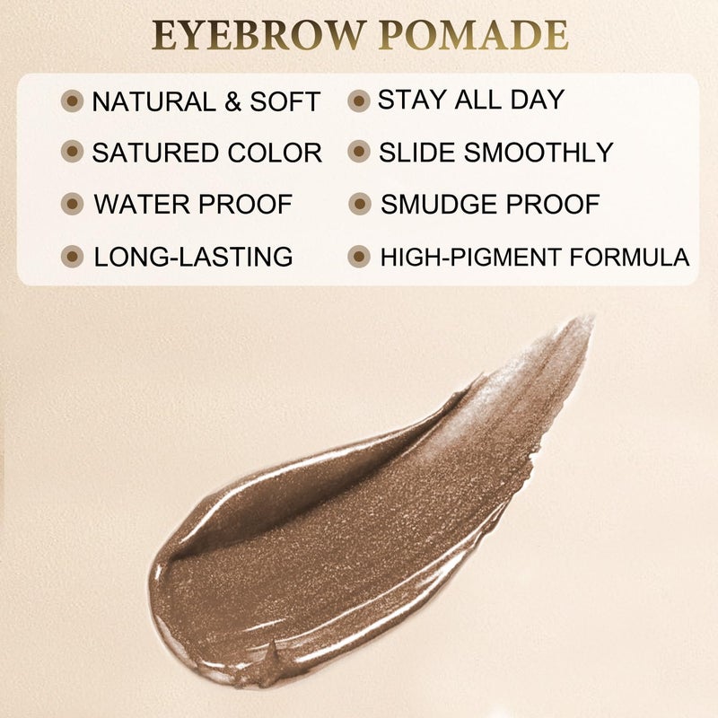 LAVONE Eyebrow Stamp Pencil Kit - Waterproof Eyebrow Pencil, Eyeliner, Pomade, Dual-ended Brush - Medium Ash Brown - Image 2