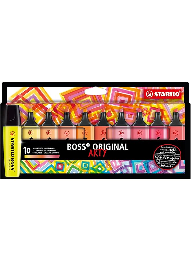 STABILO Highlighter Boss Original Arty Wallet Of 10 Warm Colors  - Image 1
