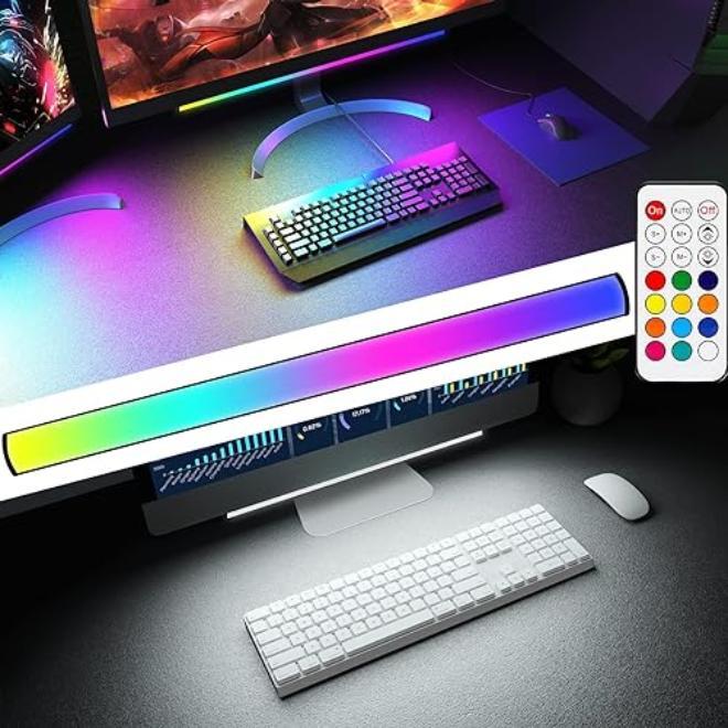 شريط إضاءة أسفل الشاشة من نالاكال، مصباح مكتبي بإضاءة RGB، مصباح LED قابل للتعتيم مع تأثير قوس قزح ديناميكي، يعمل بمنفذ USB للألعاب، تحكم عن بعد لتغيير الألوان، سطوع وسرعة قابلان للتعديل - Image 1