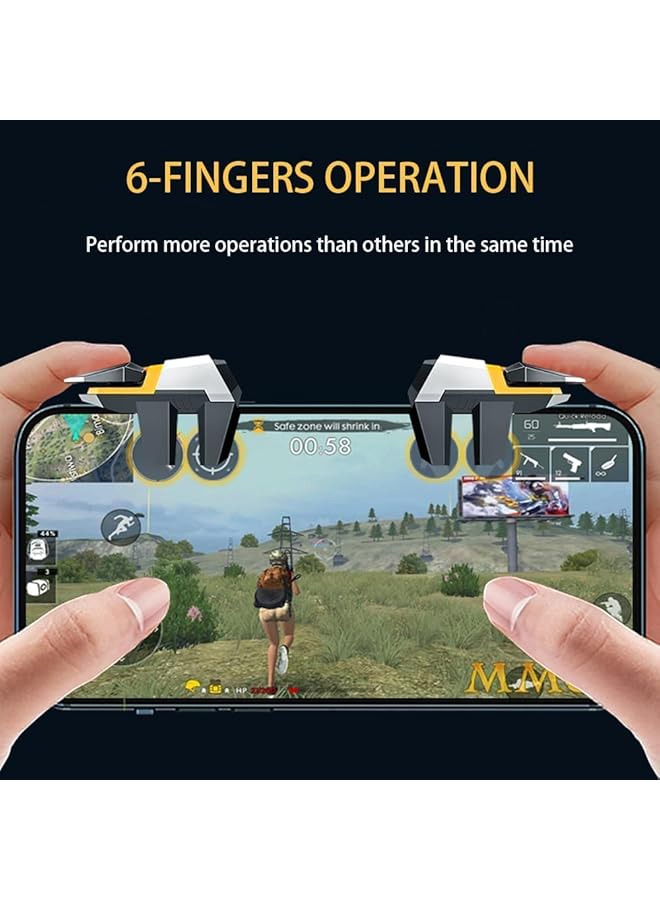 X spring Mobile Game Controller Trigger 6 Button Professional Gaming Triggers Enhanced Sensitivity For Competitive Mobile Gaming With 3 Pair Gaming Finger Sleeves Compatible With Ios Android Phone - Image 2