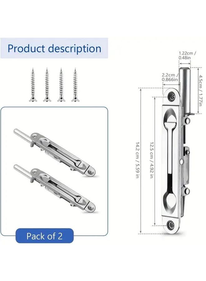 2pcs Stainless Steel Sliding Door Lock Flush Bolt Latches For Internal Bathroom Bedroom - Image 3