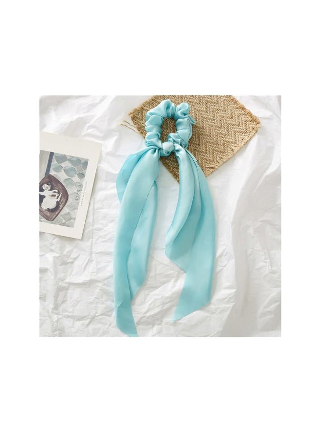 CheongKwanJang Silk Hair Scarf Scrunchies Satin Bow Scrunchie Hair Ribbon Scarf Ties Ponytail Holder Bunny Ear Bowknot Knotted Scrunchy with Long Tails (10pcs) - Image 5