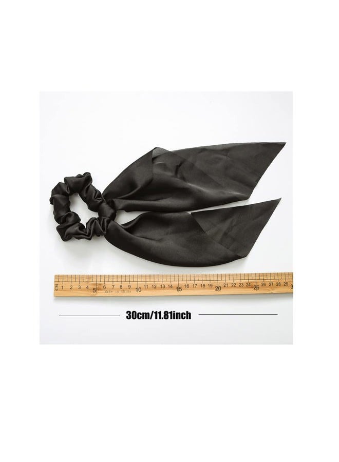 CheongKwanJang Silk Hair Scarf Scrunchies Satin Bow Scrunchie Hair Ribbon Scarf Ties Ponytail Holder Bunny Ear Bowknot Knotted Scrunchy with Long Tails (10pcs) - Image 4