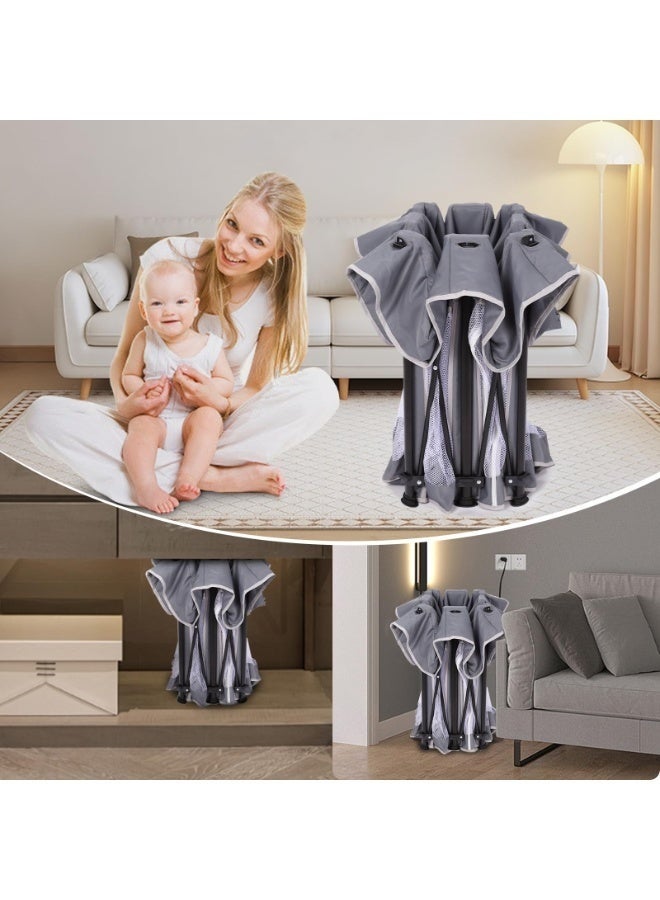 والالا حظيرة لعب قابلة للطي للأطفال مع حصيرة، 127*127*66 سم حظيرة لعب قابلة للطي للأطفال الرضع والأطفال الصغار، حظيرة لعب آمنة للأطفال داخل المنزل وخارجه، ساحة لعب محمولة، حظيرة لعب قابلة للطي للأطفال مع 20 كرة محيطية، رمادي غامق - Image 3