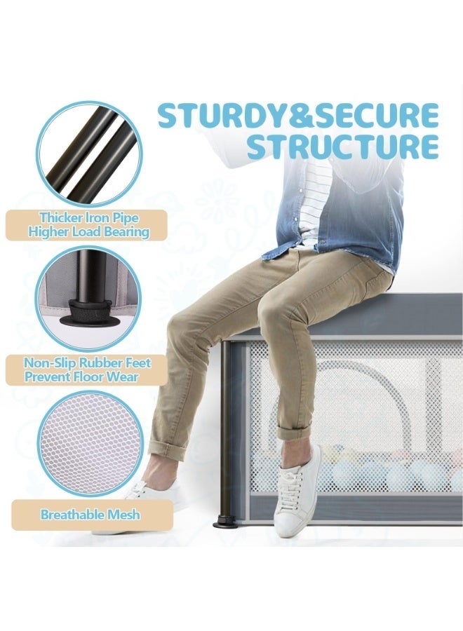 والالا حظيرة لعب قابلة للطي للأطفال مع حصيرة، 127*127*66 سم حظيرة لعب قابلة للطي للأطفال الرضع والأطفال الصغار، حظيرة لعب آمنة للأطفال داخل المنزل وخارجه، ساحة لعب محمولة، حظيرة لعب قابلة للطي للأطفال مع 20 كرة محيطية، رمادي غامق - Image 2