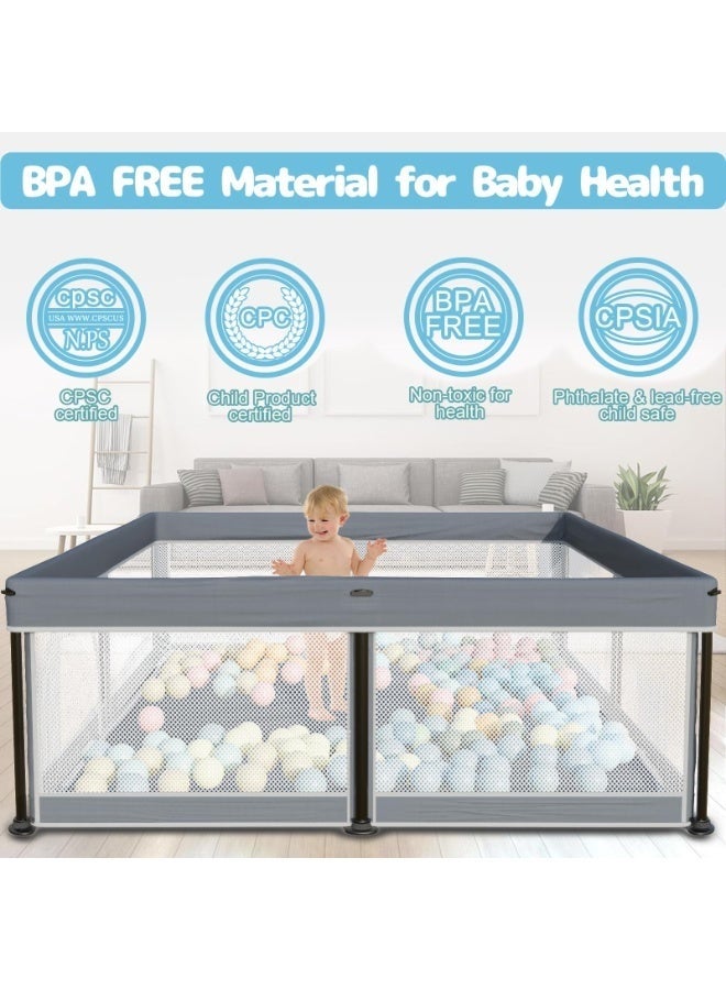 والالا حظيرة لعب قابلة للطي للأطفال مع حصيرة، 127*127*66 سم حظيرة لعب قابلة للطي للأطفال الرضع والأطفال الصغار، حظيرة لعب آمنة للأطفال داخل المنزل وخارجه، ساحة لعب محمولة، حظيرة لعب قابلة للطي للأطفال مع 20 كرة محيطية، رمادي غامق - Image 5