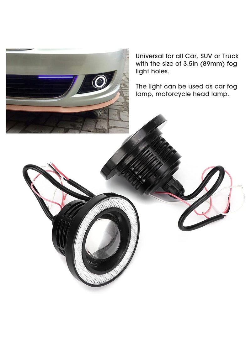 SHEZA STAR Fog Light A Pair of 3.5 Inch LED Headlight Angel Eyes with Universal COB Replacement Assembly for Truck SUV Car (White Light) - Image 2