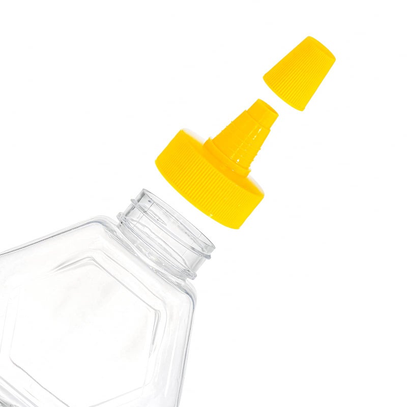 Elsjoy 16 Pack Plastic Honey Bottle Jars 7 Oz Honey Squeeze Bottles Empty Honey Jars With Spout Refillable Condiment Squeeze Bottles Clear Honey Container For Storing And Dispensing Hexagon Shape - Image 3