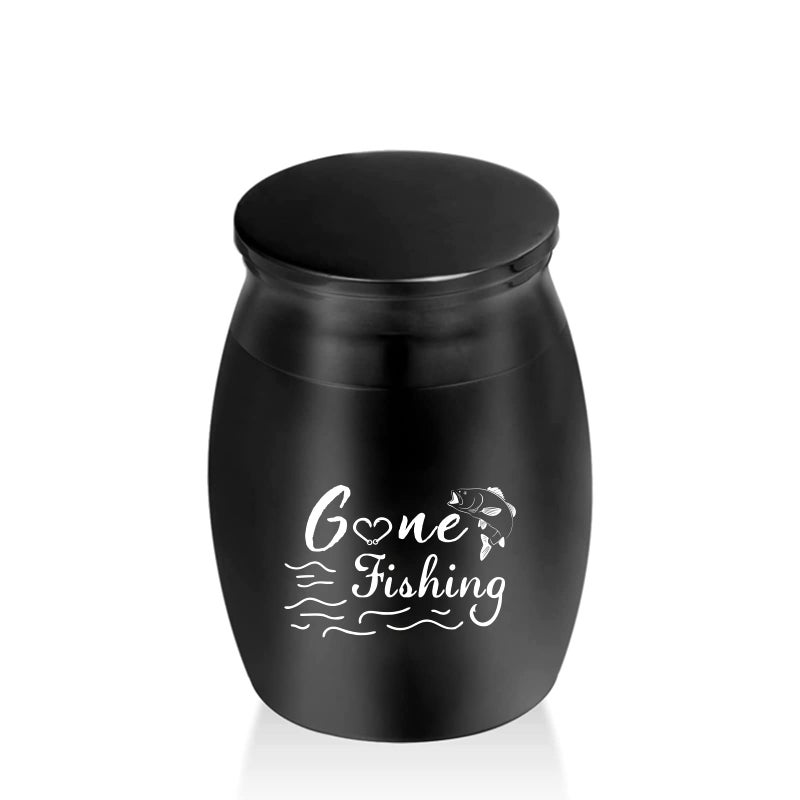 Gone Fishing Mini Keepsake Urns for Ashes Memorial Ashes Holder Decorative Share Funeral Urn Black