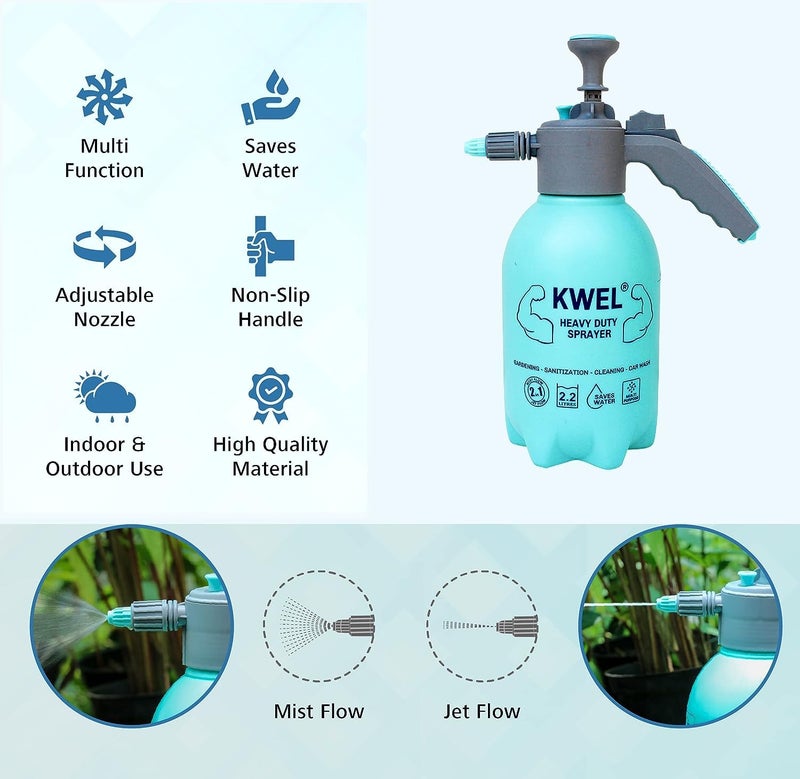 STOIC Rhino Heavy Duty Sprayer 2.2 Liter & Trigger Sprayer 500 Ml Combo Pack Spray Bottle For Plants With Adjustable Nozzle For Jet & Mist Flow | Suitable For Watering, Glass Cleaning & Car Wash - Image 2