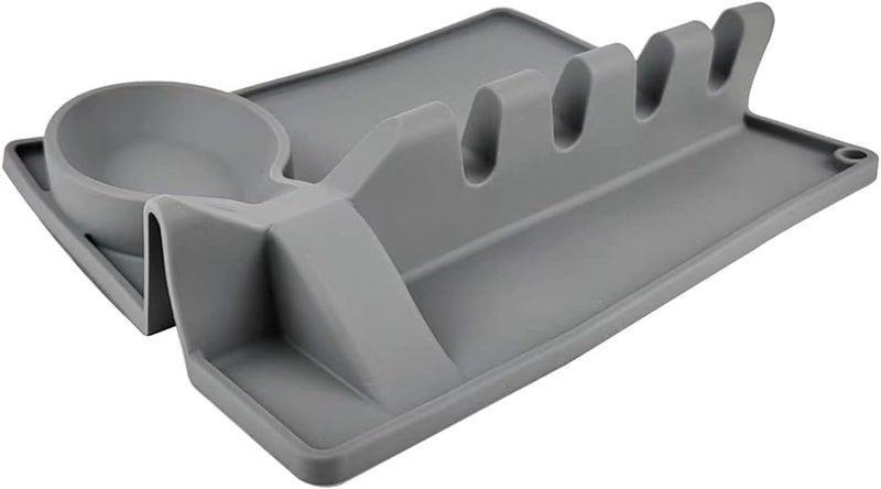 Kitchen Silicone Utensil Rest - BPA-Free Heat-Resistant Spoon Rest for Stove Top - Spoon Rest for Kitchen Counter Grill Utensil Holder-Grey - Image 4