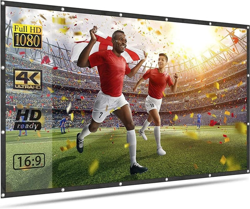 Vilro 100 inch Projector Screen,4K 16:9 Portable Eyelet Premium Video Foldable Projection for HD Home Theater Cinema Anti-Crease Indoor Outdoor Office Classroom (221 cm (W) x 125 cm (H)) - Image 1