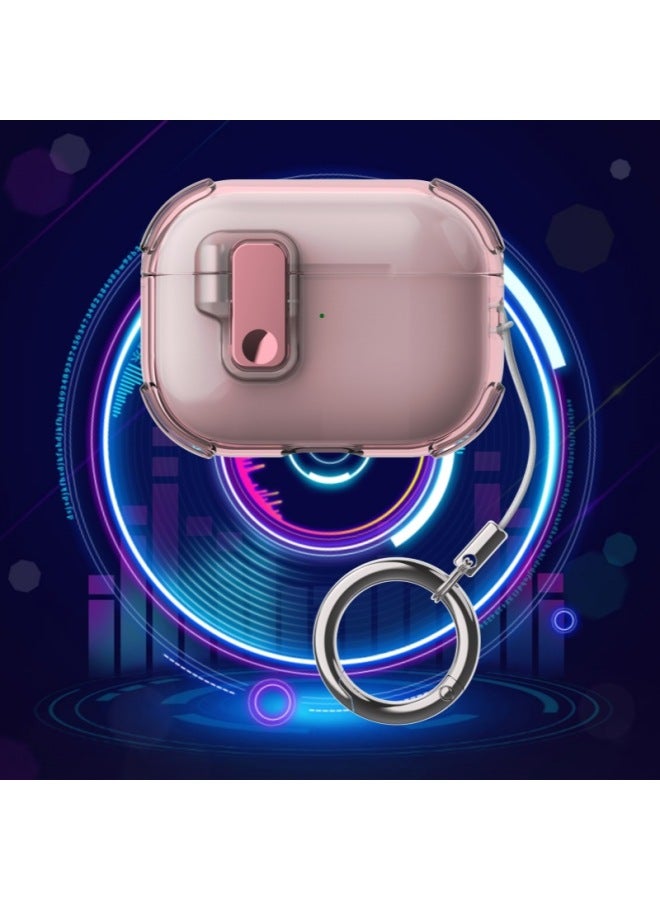 Suitable For Airpodspro2 Bluetooth Earphone Case Apple Second Generation With Switch Lock Case Airpods4 Protective Case-Color:Transparent Powder-Applicable Models:Airpods 4  - Image 1