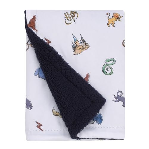 NoJo Warner Brothers Harry Potter Welcome Little Wizard Navy Burgundy Blue and White Super Soft Baby Blanket - Image 1
