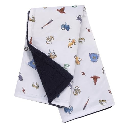 NoJo Warner Brothers Harry Potter Welcome Little Wizard Navy Burgundy Blue and White Super Soft Baby Blanket - Image 3