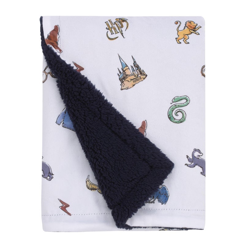 NoJo Warner Brothers Harry Potter Welcome Little Wizard Navy Burgundy Blue and White Super Soft Baby Blanket - Image 2