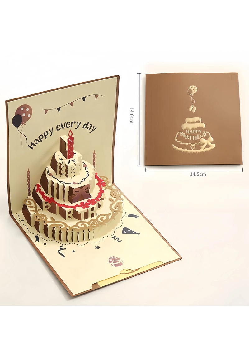 Beauty 3D Pop up Card with Envelopes, Pop Up Birthday Cards,Laser Cut Greeting Paper Cards for Men, Women, Boys, Girls and Kids (brown)  - Image 1