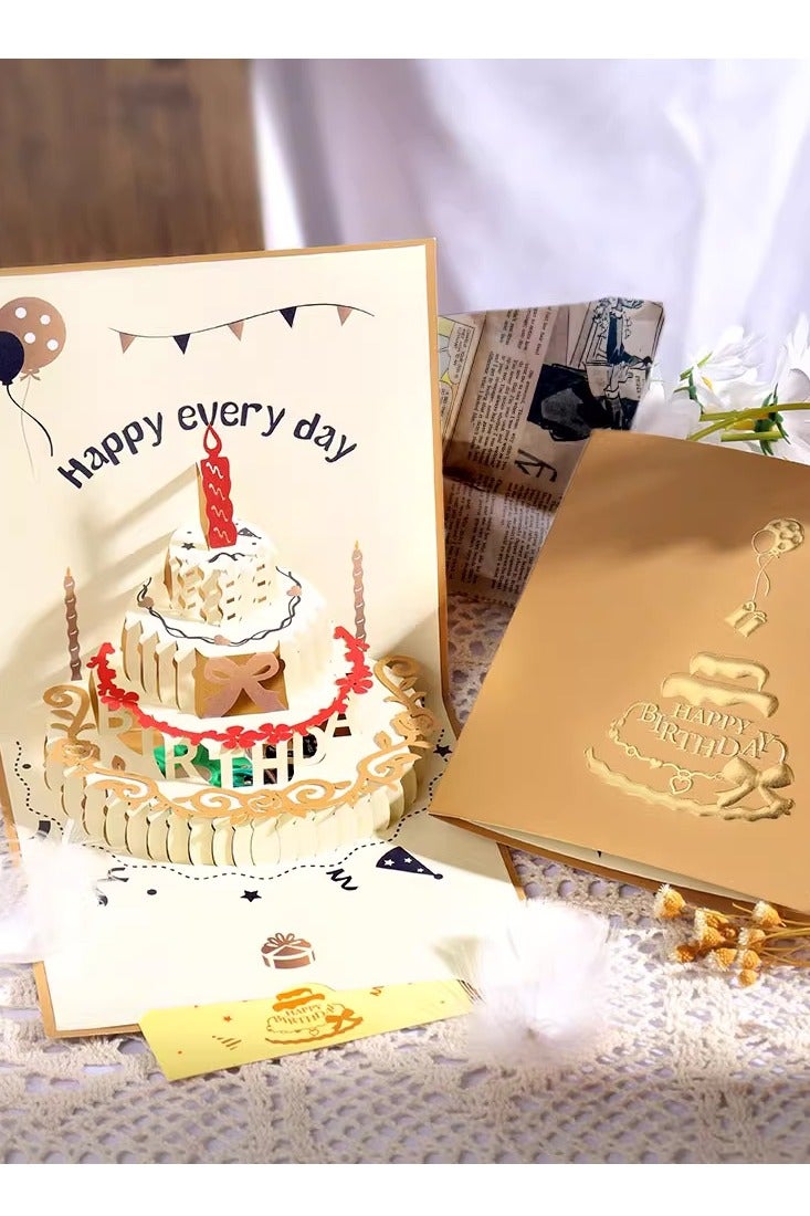 Beauty 3D Pop up Card with Envelopes, Pop Up Birthday Cards,Laser Cut Greeting Paper Cards for Men, Women, Boys, Girls and Kids (brown)  - Image 1