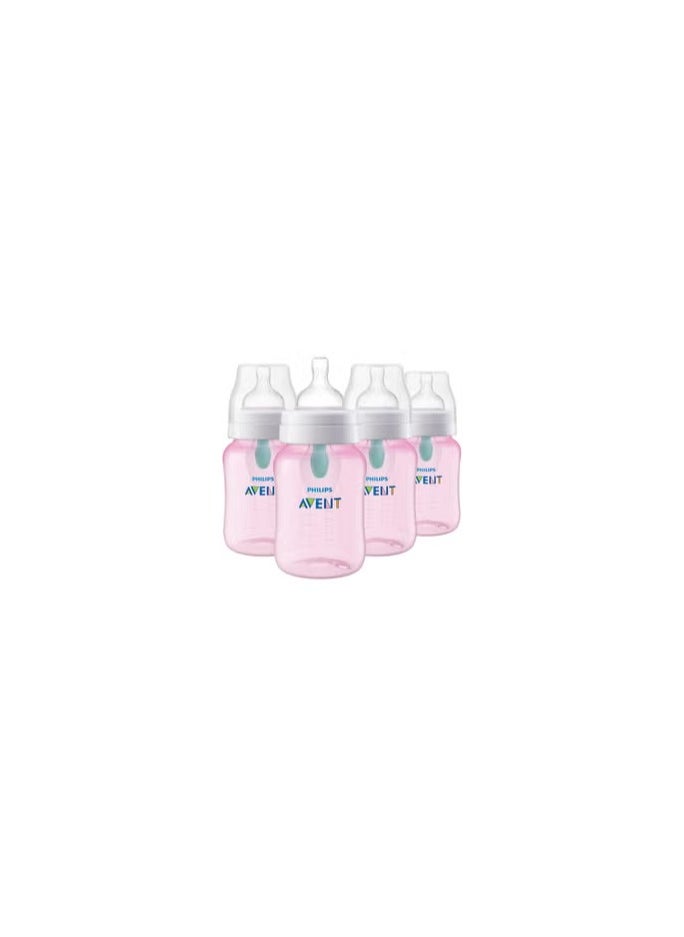 Philips Philips PHILIPS AVENT Anti Colic Baby Bottles with AirFree Vent, 9oz, Pink, Pack of 4  - Image 1