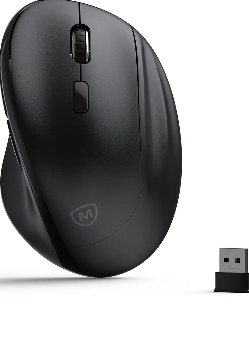 مايكروباك ماوس لاسلكي RF 2.4G Micropack MP-V01W - مريح، 6 أزرار، دقة 1600 DPI، أسود - Image 1
