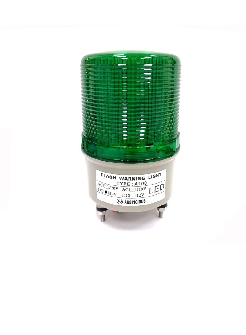 Auspicious Flashing Warning Light LED Type Green Color A100F 24 VDC - Image 1