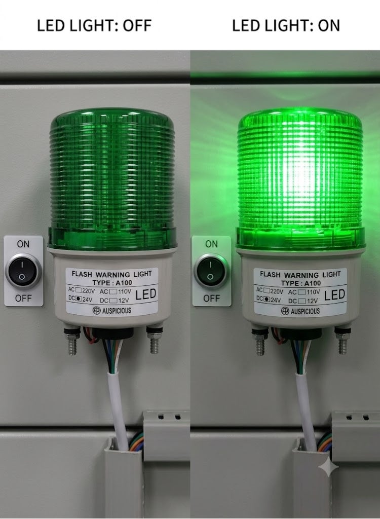 Auspicious Flashing Warning Light LED Type Green Color A100F 24 VDC - Image 3