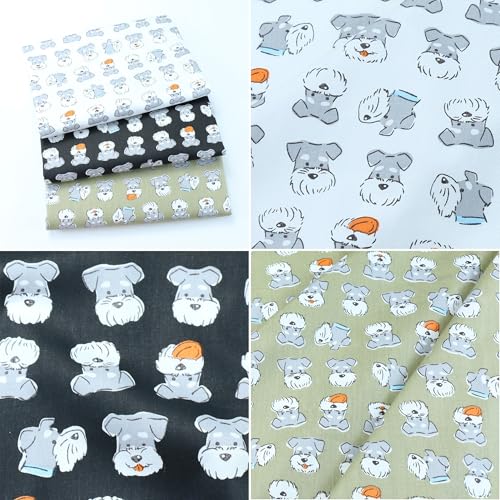 Hanjunzhao 6Pcs Cartoon Animal Print Dog Bear Cotton Fat Quarters Fabric Bundles Pre-cuts 18 x 22 inch for Quilting, Sewing, Pet Clothes, Appparel, Bags, and Crafts, Sewing Supplies ﻿ - Image 2