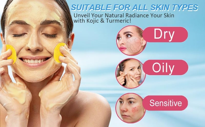Pinopa Turmeric Cleansing Pads with Kojic Acid Vitamin B5 and C Lemon Chamomile 60 Pieces - Image 3