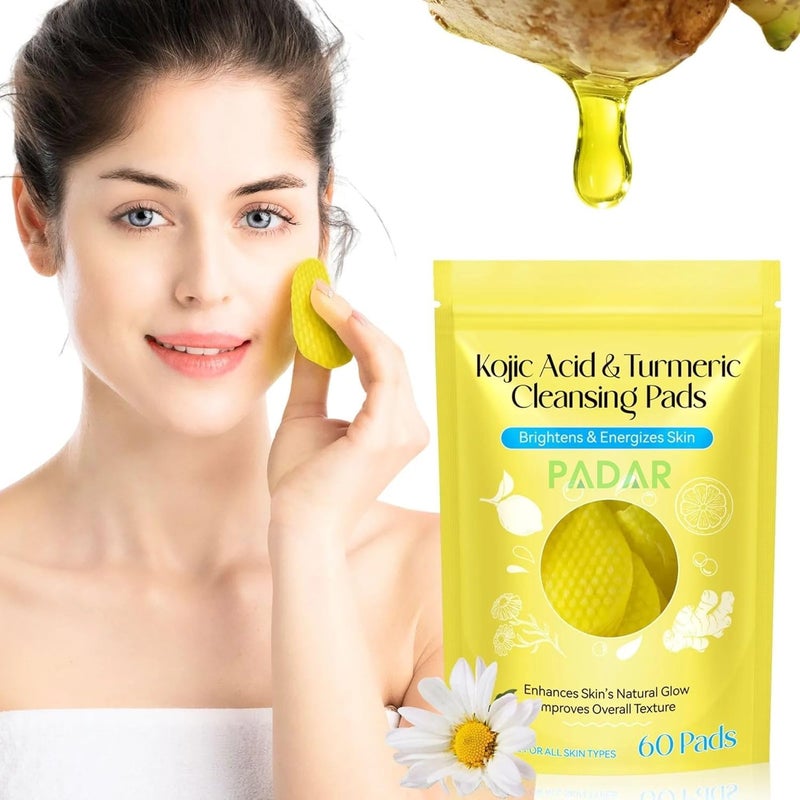 Pinopa Turmeric Cleansing Pads with Kojic Acid Vitamin B5 and C Lemon Chamomile 60 Pieces - Image 1