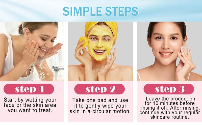 Pinopa Turmeric Cleansing Pads with Kojic Acid Vitamin B5 and C Lemon Chamomile 60 Pieces - Image 4