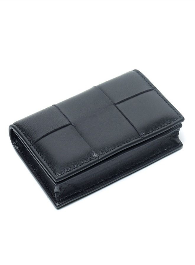 Loquat Leather Hand-Woven Wallet Black  - Image 1