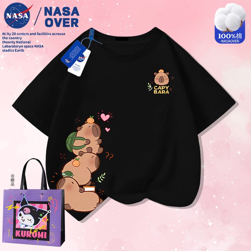 Nasa Co-Name Kappibala Summer Cotton Short-Sleeved T-Shirt For Boys And Girls Cute Cartoon Printed Top - Image 1