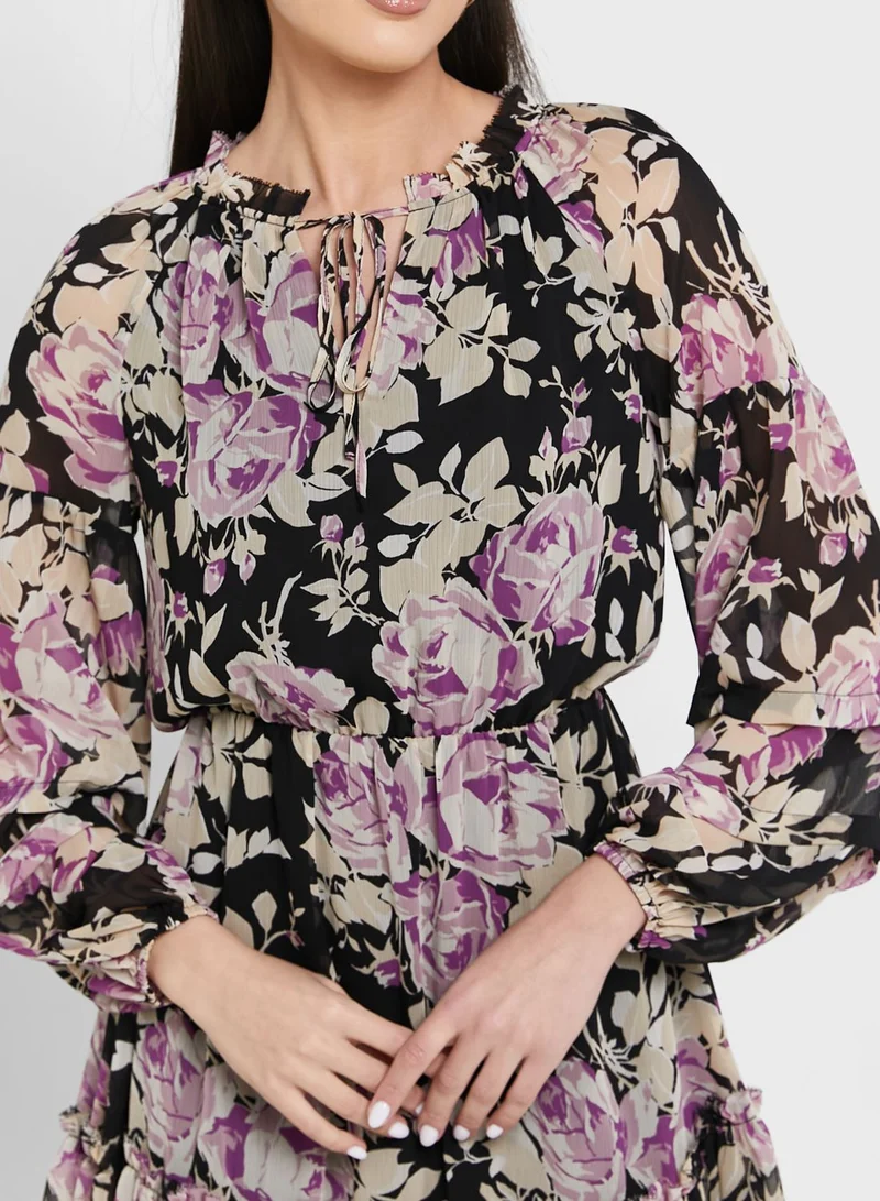 Lauren Ralph Lauren Printed Ruffle Detail Dress