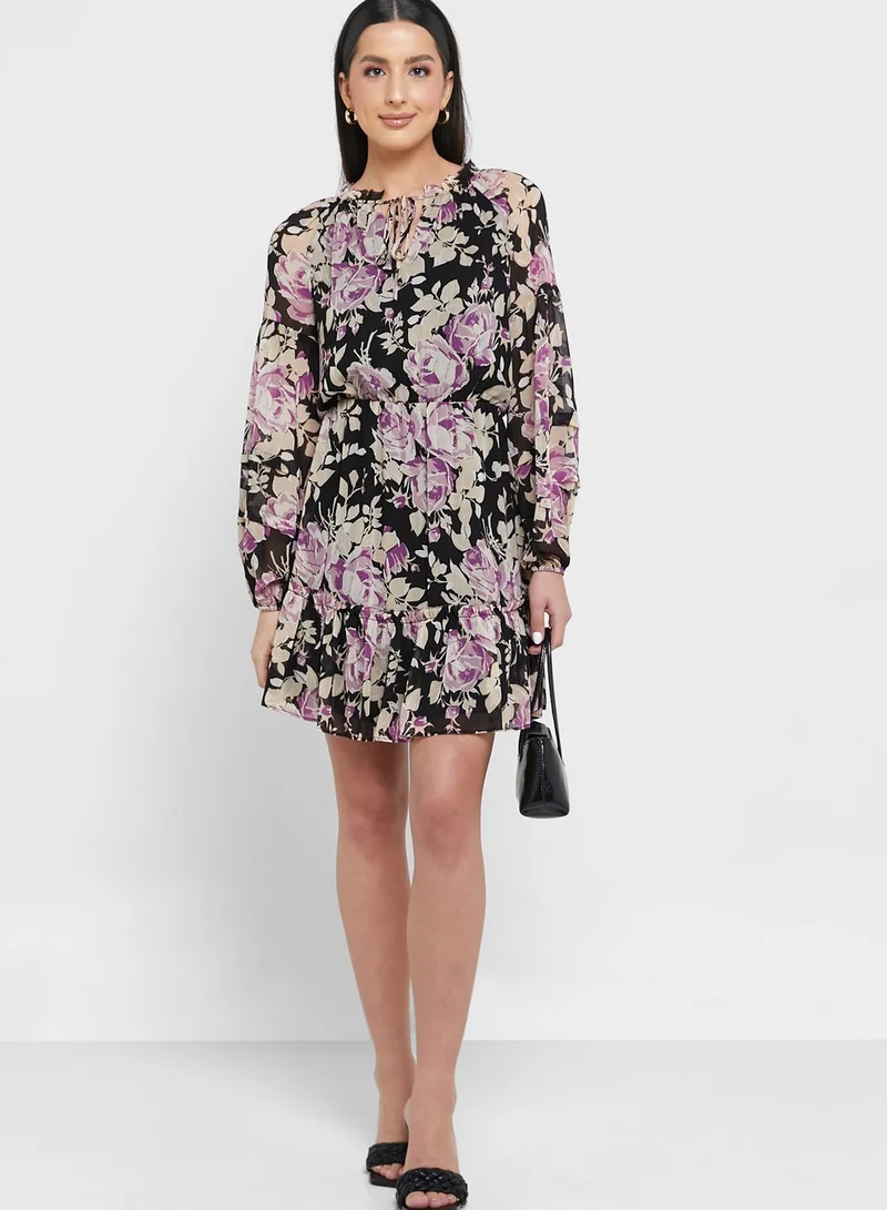 Lauren Ralph Lauren Printed Ruffle Detail Dress