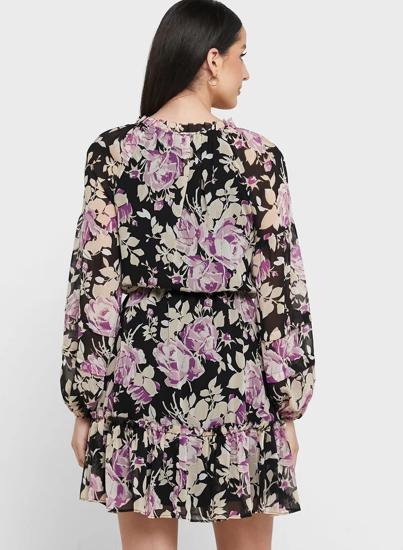 Lauren Ralph Lauren Printed Ruffle Detail Dress