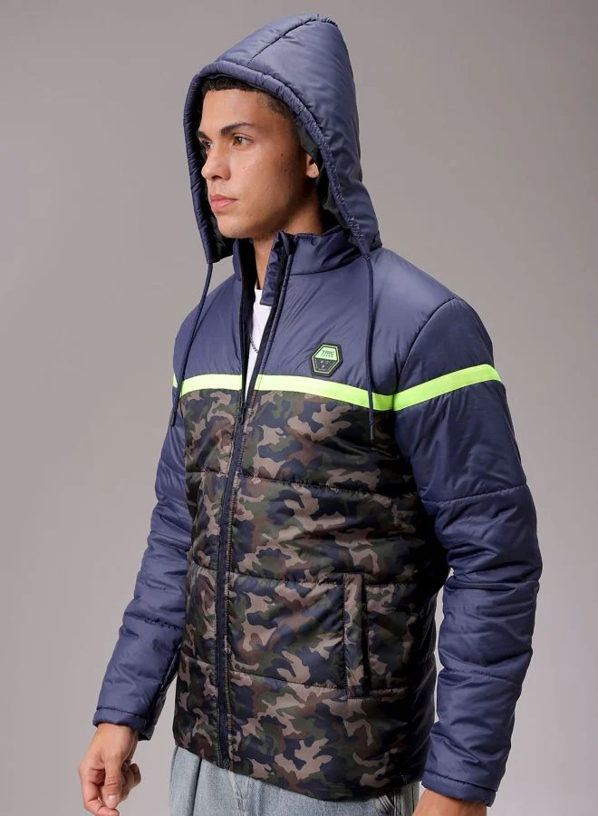 شركة المرآب الهندية Men Slim Fit Camouflage Puffer Jackets