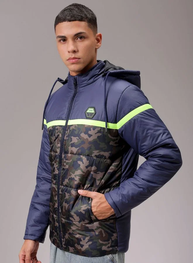 شركة المرآب الهندية Men Slim Fit Camouflage Puffer Jackets