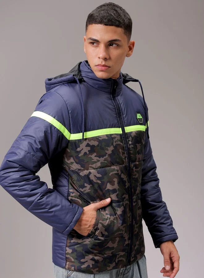 شركة المرآب الهندية Men Slim Fit Camouflage Puffer Jackets
