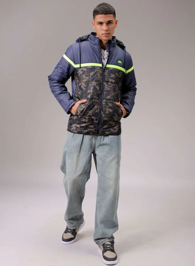 شركة المرآب الهندية Men Slim Fit Camouflage Puffer Jackets