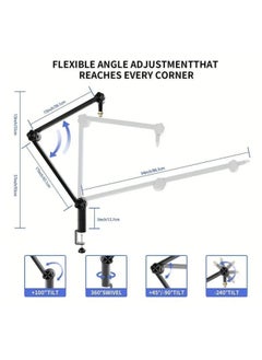Arabest Microphone Boom Arm With Desk Mount 360° Rotatable Adjustable And Foldable Scissor Mounting For Podcast Video Gaming Radio And Studio Audio Sturdy And Universal  Elegance Model  - Image 2