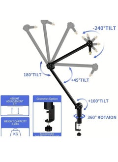 Arabest Microphone Boom Arm With Desk Mount 360° Rotatable Adjustable And Foldable Scissor Mounting For Podcast Video Gaming Radio And Studio Audio Sturdy And Universal  Elegance Model  - Image 4