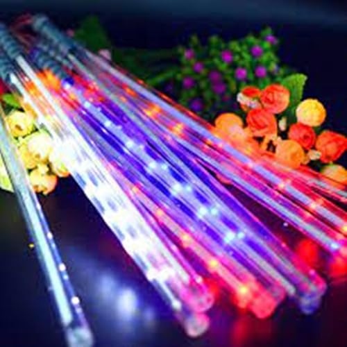 Litehom Rain Drop LED Meteor Shower 192 LEDs 8 Tubes (11.8") | Icicle Falling Effect for Diwali, Christmas, New Year, Home & Outdoor Decoration, Balcony, Tree, Party Decor (Multicolor) - Image 3
