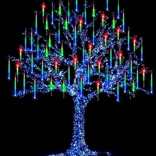 Litehom Rain Drop LED Meteor Shower 192 LEDs 8 Tubes (11.8") | Icicle Falling Effect for Diwali, Christmas, New Year, Home & Outdoor Decoration, Balcony, Tree, Party Decor (Multicolor) - Image 1